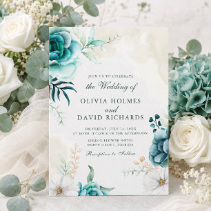 Faire-part de mariage botanique à fleurs sauvages