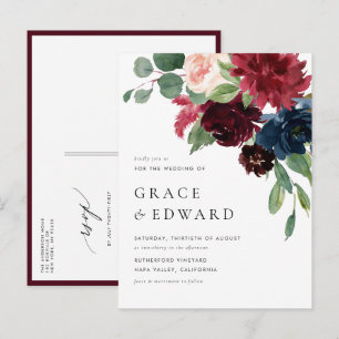 Faire-part de mariage botanique à l'aquarelle Bour