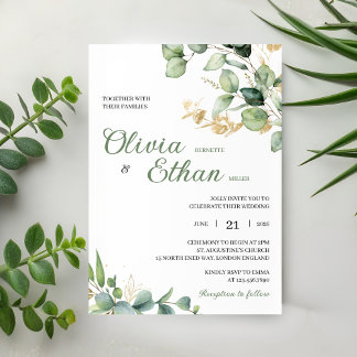 Faire-part de mariage botanique à l'aquarelle Euca