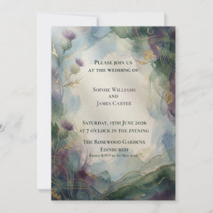 Faire-part de mariage botanique à l'or Échosse Thi