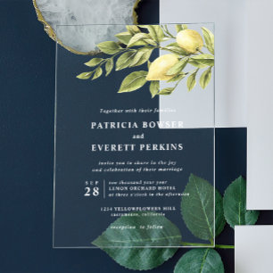 Faire-part de mariage botanique aquarelle citrons 