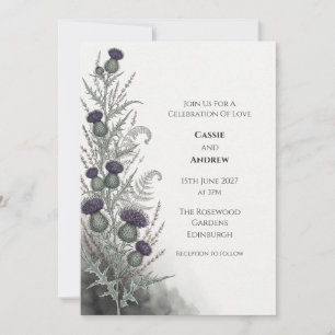 Faire-part de mariage botanique au chardon écossai