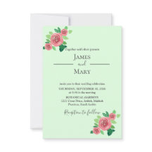 Faire-part de mariage botanique aux roses roses et