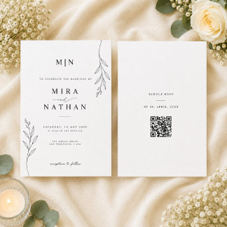 Faire-part de mariage botanique avec monogramme et