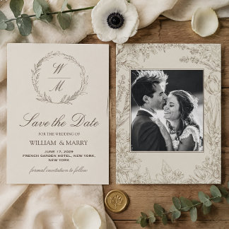 Faire-part de mariage botanique avec photo dans la
