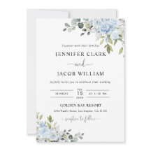 Faire-part de mariage botanique bleu doux