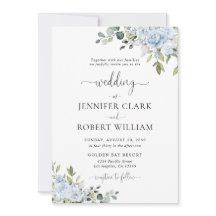 Faire-part de mariage botanique bleu doux