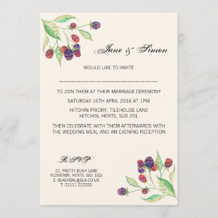 Faire-part de mariage botanique de Blackberry angl