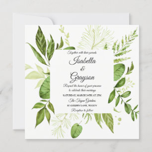 Faire-part de mariage botanique élégant à feuilles