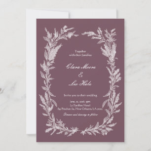 Faire-part de mariage botanique en art linéaire bl