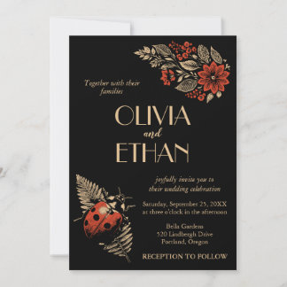 Faire-part de mariage botanique foncé - Wabi Sabi