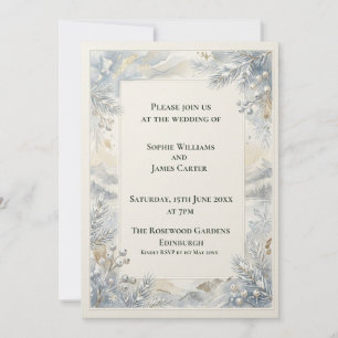 Faire-part de mariage botanique gris-bleu