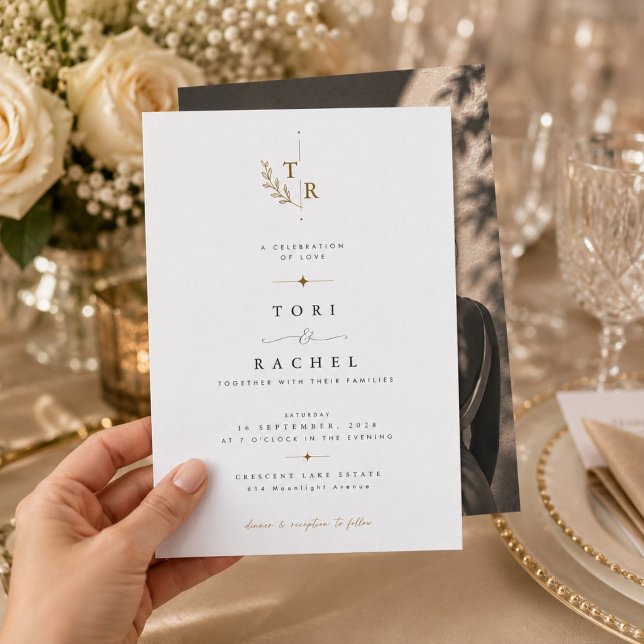 Faire-part de mariage botanique luxueux avec monog (Créateur téléchargé)