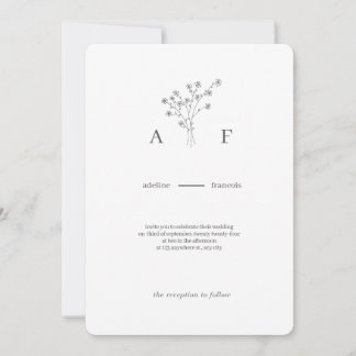 Faire-part de mariage botanique minimaliste