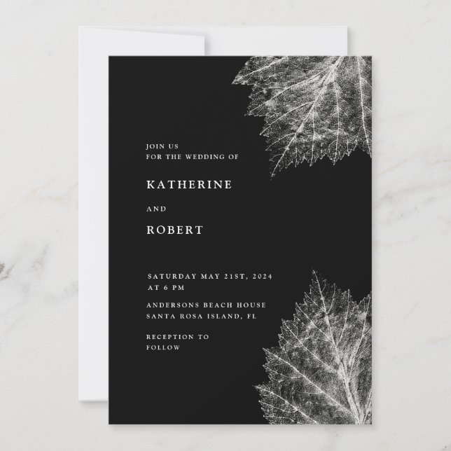 Faire-part de mariage botanique minimaliste (Devant)