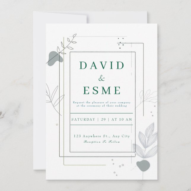 Faire-part de mariage botanique moderne (Devant)