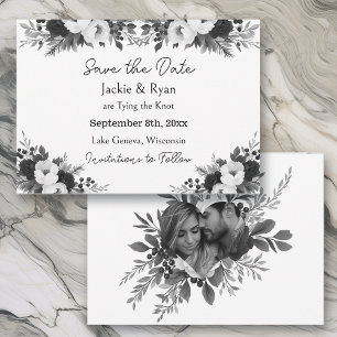 Faire-part de mariage botanique noir et blanc