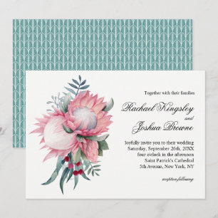 Faire-part de mariage botanique rose King Protea