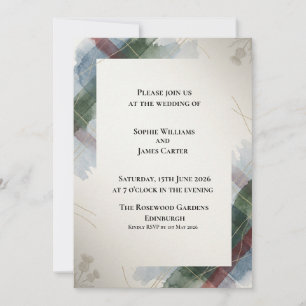 Faire-part de mariage botanique Tartan Bleu