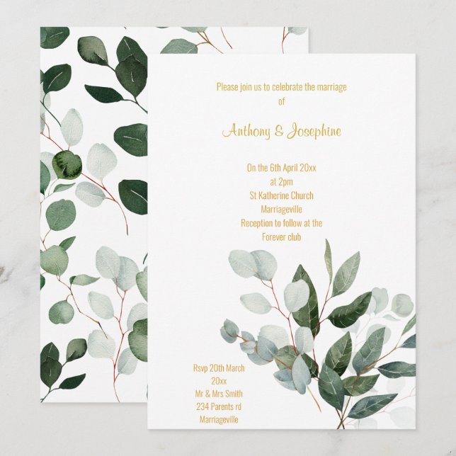 FAIRE-PART DE MARIAGE BOUQUET AU PRINTEMPS FRAIS (Devant / Derrière)