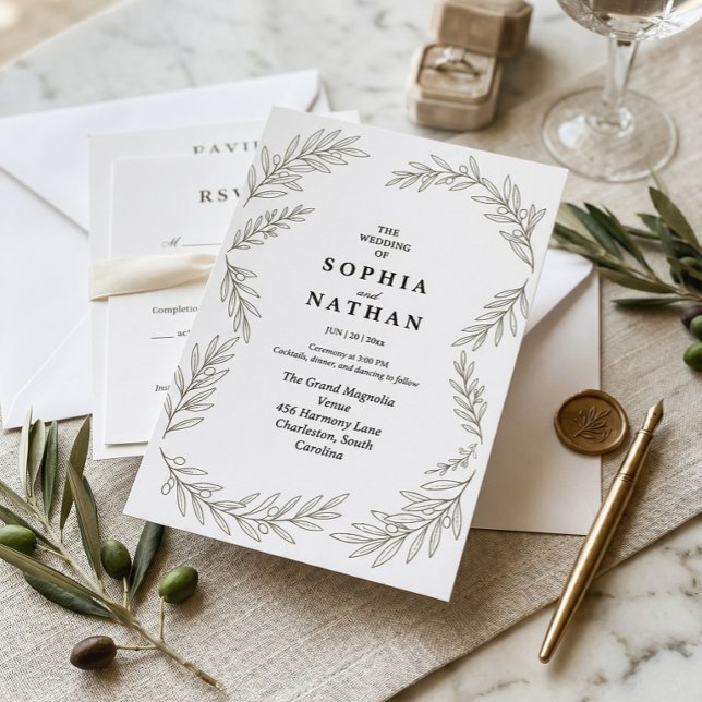 Faire-Part de Mariage Branche d'Olivier Minimalist (Créateur téléchargé)
