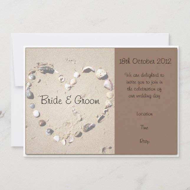 Faire-part de mariage Brown Coeur d'amour Shell (Devant)