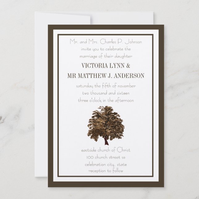 Faire-part de mariage Brown en chêne (Dos)