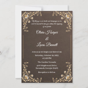 Faire-part de mariage Brown et or de luxe