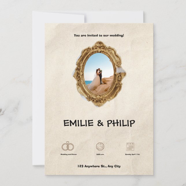 Faire-part de mariage Brown moderne (Devant)