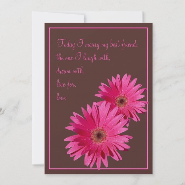 Faire-part de mariage Brown rose Gerbera Daisy (Devant)