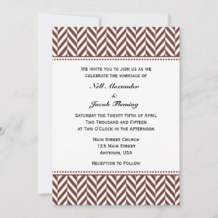 Faire-part de mariage Brown White Herringbone