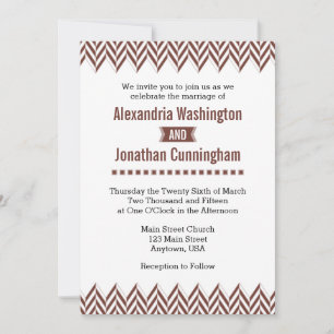 Faire-part de mariage Brown White Herringbone