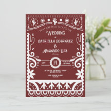 Faire-part de mariage burgundy et blanc Papel Pica