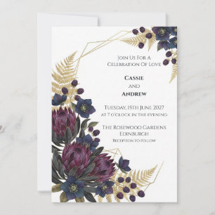 Faire-part de mariage Burgundy Protea Blackberry