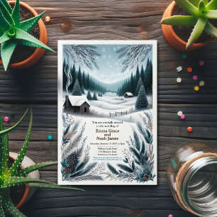 Faire-part de mariage Cabine d'hiver rustique