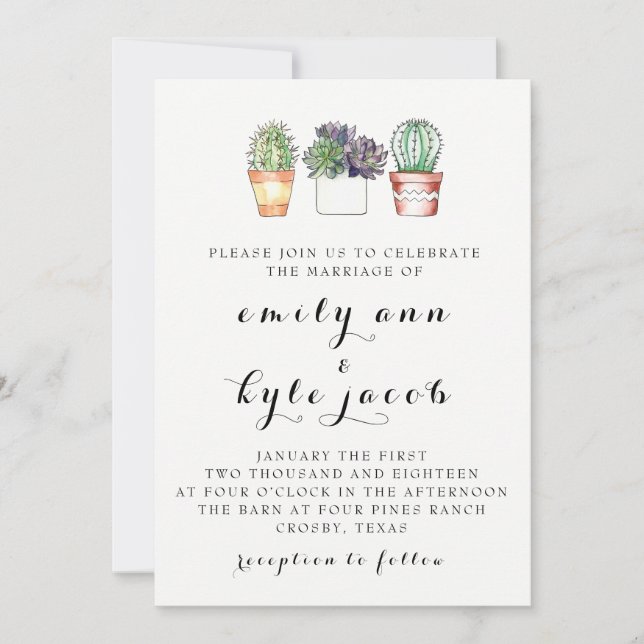 Faire-part de mariage Cactus (Devant)