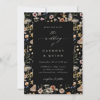 Faire-part de mariage cadre de fleurs sauvages rom