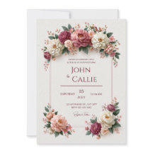 Faire-part de mariage cadre de jardin de pivoines 