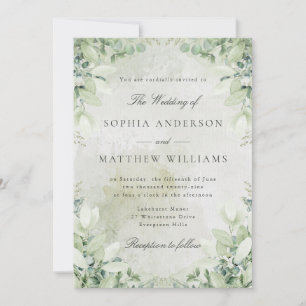 Faire-part de mariage cadre de verdure romantique