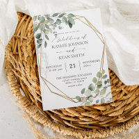 Faire-Part de Mariage Cadre Doré et Eucalyptus Rus