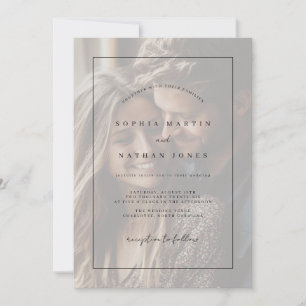 Faire-part de mariage cadre photo rustique minimal