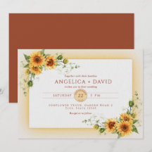 Faire-part de mariage cadre tournesol