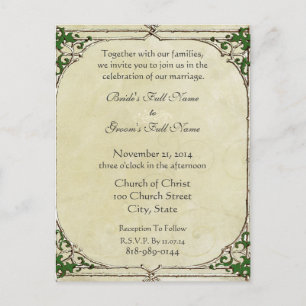 Faire-part de mariage cadre vintage parchemin spir
