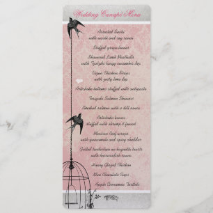 Faire-part de mariage Cage à oiseaux en damas rose