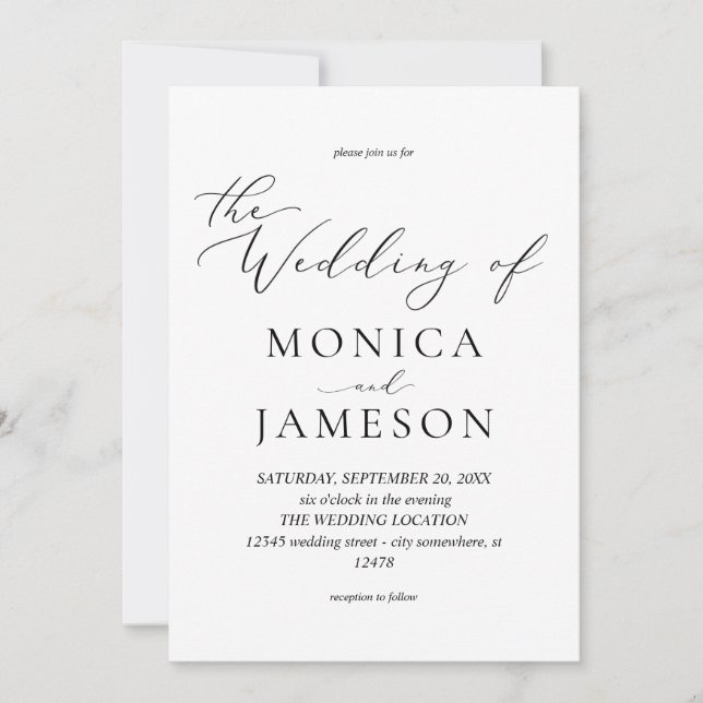 Faire-part de mariage Calligraphie moderne V2 (Devant)