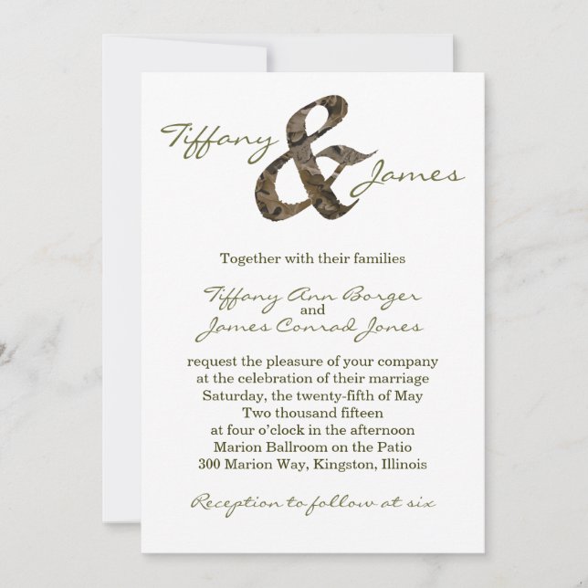 Faire-part de mariage Camo Ampersand (Devant)