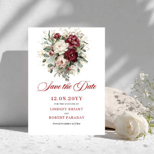 Faire-part de Mariage Campagnard Rose Bourgogne