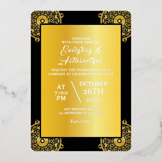 Faire-part de mariage Card Luxe Gold Foil Design (Recto)