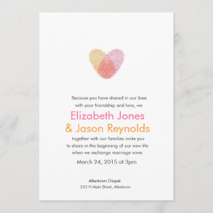 Faire-part de mariage cardiaque en empreintes digi