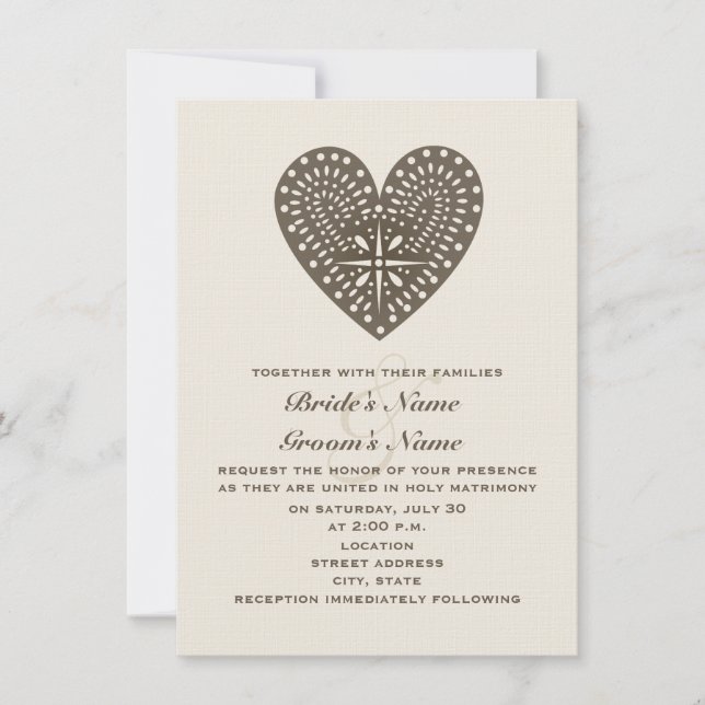 Faire-part de mariage cardiaque inspirée par l'art (Devant)